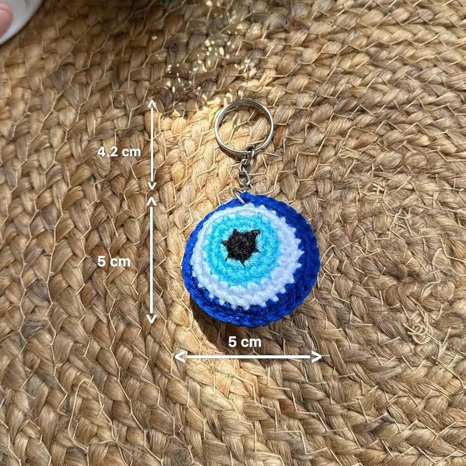 Handmade Crochet Evil Eye Keychain